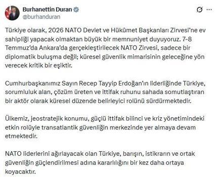 İletişim Başkanı Duran: NATO Zirvesi, küresel güvenlik mimarisinin geleceğine yön verecek