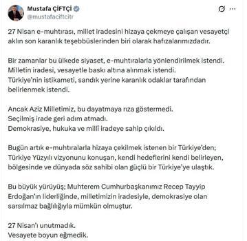 Bakan Çiftçi'den '27 Nisan e-muhtıra' mesajı