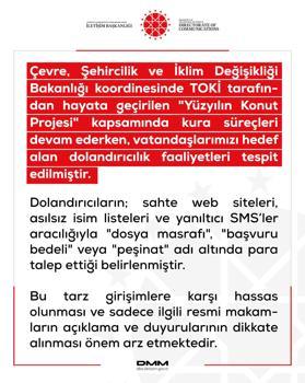 DMM: 'Yüzyılın Konut Projesi’ ile ilgili dolandırıcılık uyarısı