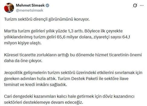 Bakan Şimşek: Döviz kazandırıcı sektörleri desteklemeye devam edeceğiz