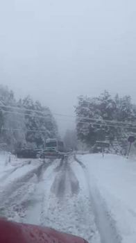 Bolu Dağı'nda kar yağışı