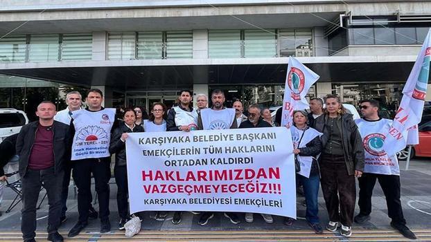 Karşıyaka Belediyesi'nde memur eylemleri akşam nöbeti ile devam ediyor