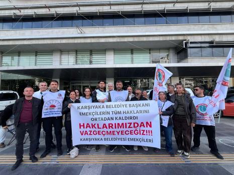 Karşıyaka Belediyesi'nde memur eylemleri akşam nöbeti ile devam ediyor