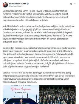 İletişim Başkanı Duran'dan 'Vakıflar Haftası' paylaşımı