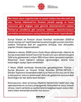 DMM'den Suriye'nin gümrük düzenlemelerine ilişkin dezenformasyon açıklaması