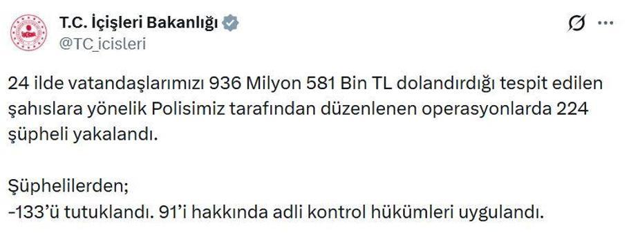 24 ilde dolandırıcılık operasyonları: 133 tutuklama