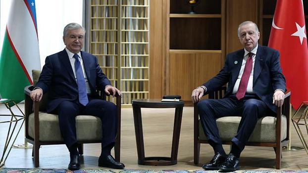 Cumhurbaşkanı Erdoğan, Özbekistan Cumhurbaşkanı Mirziyoyev ile görüştü