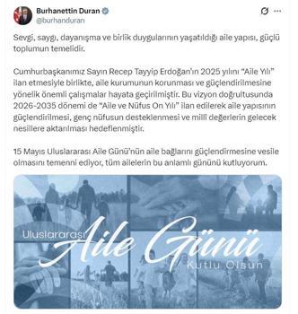 İletişim Başkanı Duran'dan 'Aile Günü' mesajı