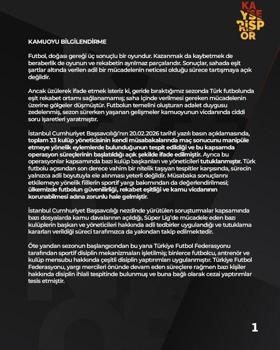 Kayserispor’dan ligin tesciline yönelik açıklama