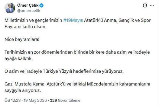 AK Parti'li Çelik: Milletimizin ve gençlerimizin 'Atatürk'ü Anma, Gençlik ve Spor Bayramı' kutlu olsun