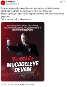 CHP: 'Geri adım yok, mücadeleye devam' açıklaması