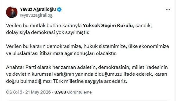 Ağıralioğlu: Demokrasi yok sayılmıştır