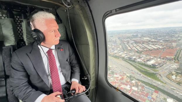 Vali Gül, bayram tatilinin ilk gününde İstanbul trafiğini havadan denetledi