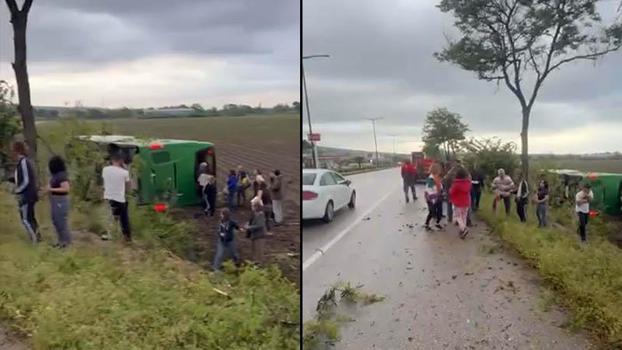 Çanakkale'de otobüs devrildi; yaralılar var