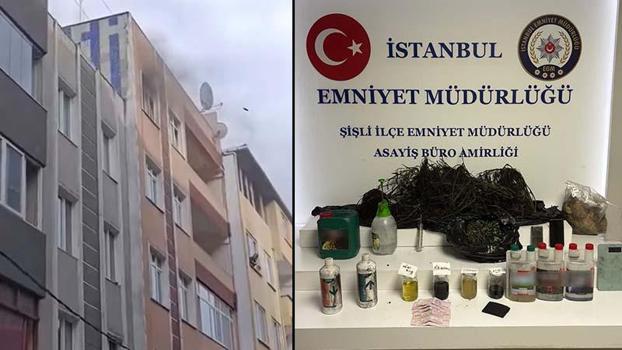 Şişli’de yangın ihbarına gittiler uyuşturucu serası buldular; değeri yarım milyon lira