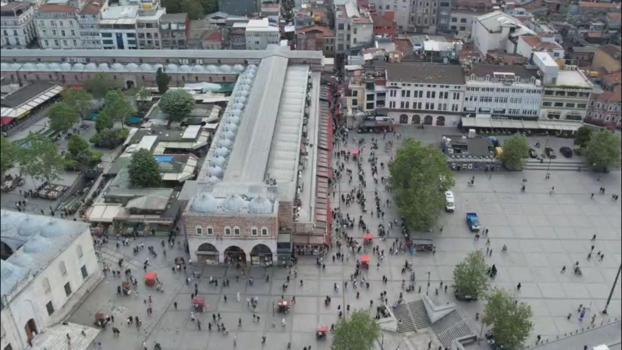 Kurban Bayramı öncesi Eminönü havadan görüntülendi