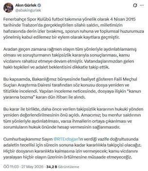 Bakan Gürlek: Fenerbahçe kafilesine saldırı dosyası yeniden incelemeye alındı