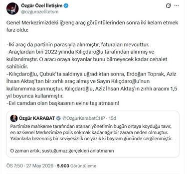 Özel’den CHP Genel Merkezindeki araç görüntülerine açıklama