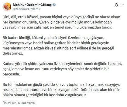 Bakan Göktaş: Kadını küçümseyen ifadeler hiçbir gerekçeyle meşrulaştırılamaz