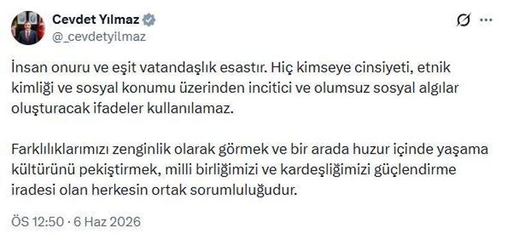 Cevdet Yılmaz: İnsan onuru ve eşit vatandaşlık esastır