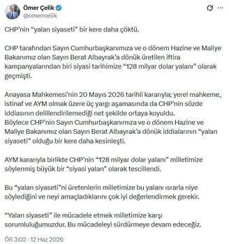 AK Parti'li Çelik: CHP'nin yalan siyaseti bir kere daha çöktü