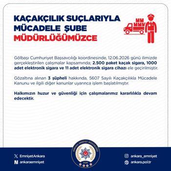 Ankara'da 2 bin 500 paket kaçak sigara ele geçirildi: 3 gözaltı