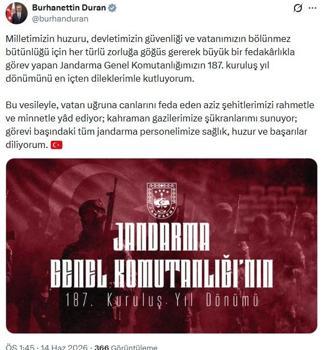 İletişim Başkanı Duran, Jandarma Teşkilatı'nın kuruluş yıl dönümünü kutladı