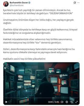 İletişim Başkanı Duran: Dezenformasyona hep birlikte 'dur' dememiz gerekiyor