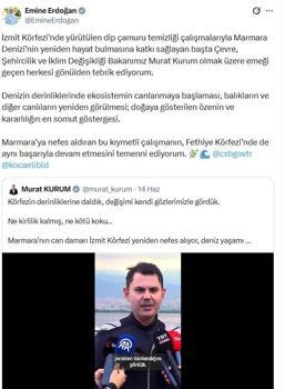 Emine Erdoğan'dan Bakan Kurum'a tebrik