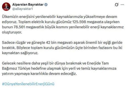 Türkiye'nin elektrik kurulu gücü 125 bin 598 megavata çıktı
