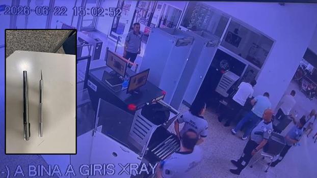 Bakırköy Adliyesi'ne kalem görünümlü silahla girmek isteyen şüpheli kamerada