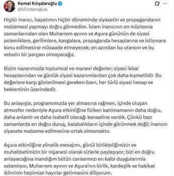 Kılıçdaroğlu: En doğru duruş, inancın siyasete malzeme edilmesine ortak olmamaktır