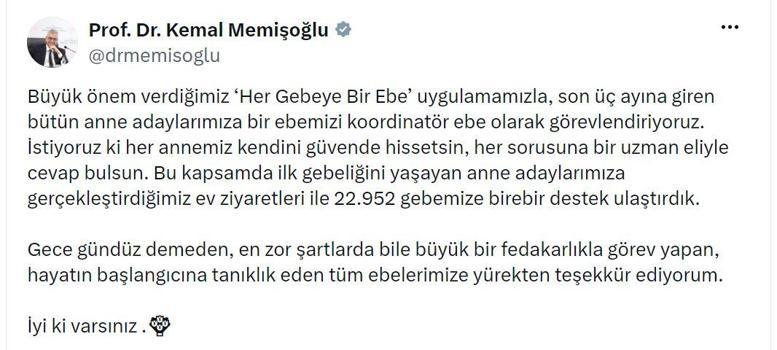 Bakan Memişoğlu: 22 bin 952 gebemize birebir destek ulaştırdık