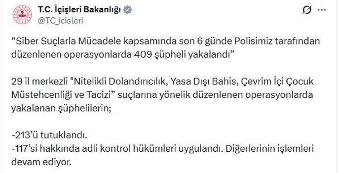 29 ilde siber suçlara yönelik operasyon; 213 tutuklama