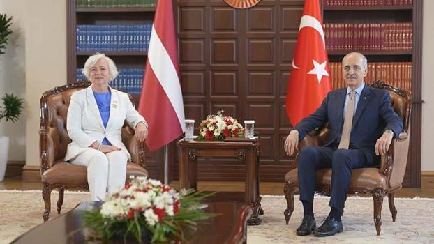 TBMM Başkanı Kurtulmuş, Letonya Parlamentosu Başkanı Mierina ile görüştü
