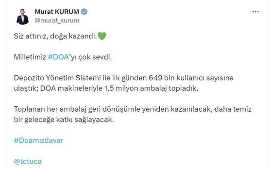 DOA ile ilk gün 1,5 milyon şişe toplandı