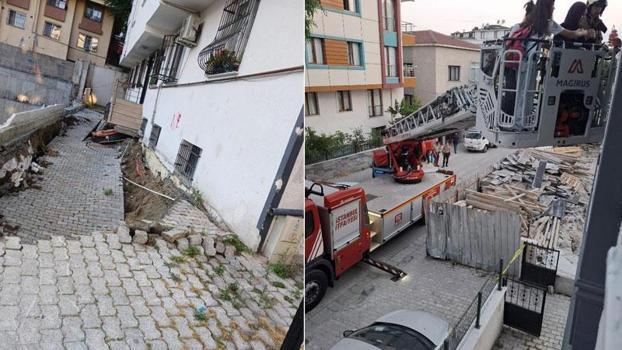 Küçükçekmece'de bina bahçesinde göçme meydana geldi; 29 kişiyi itfaiye çıkardı