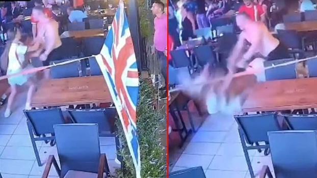 Marmaris'te restoranda İngiliz çiftin kavgası kamerada