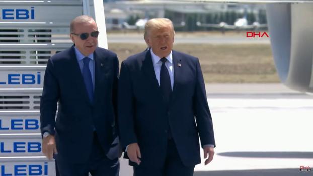Cumhurbaşkanı Erdoğan, ABD Başkanı Trump'ı havalimanında karşıladı