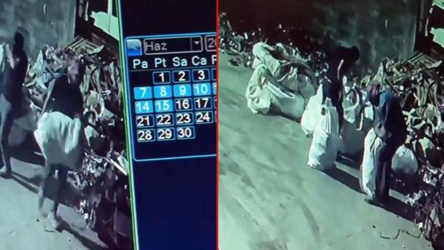 Yüzlerini maskeyle gizleyip, geri dönüÅŸüm tesisinden 250 bin TL'lik bakır çaldılar