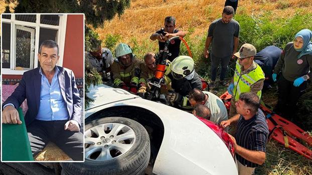 Sünnet düğünü dönüşü şarampole devrilen otomobilin sürücüsü, kurtarılamadı