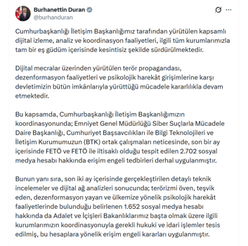 FETÖ bağlantılı 2 bin 702 sanal medya hesabına erişim engeli