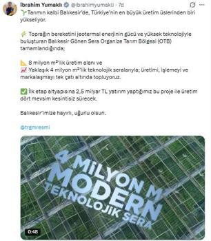 Bakan Yumaklı: Balıkesir'de, Türkiye'nin en büyük üretim üslerinden biri yükseliyor