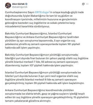 5 suç örgütüne yönelik operasyon; 161 şüpheli hakkında adli işlem