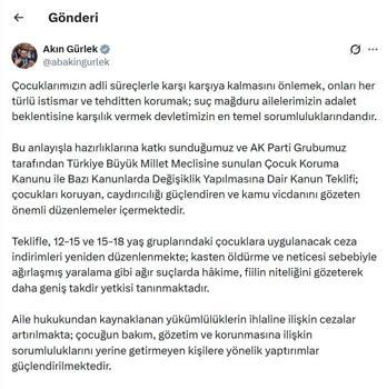 Bakan Gürlek: Amacımız çocuğu koruyan etkili bir adalet sistemi tesis etmektir