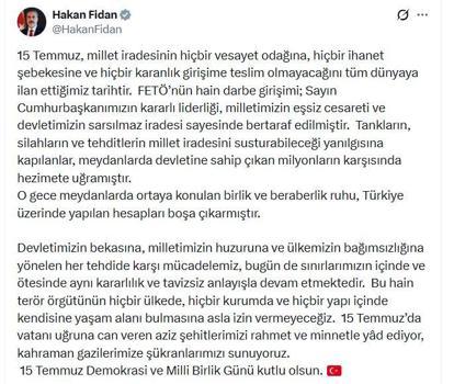 Bakan Fidan: Hain terör örgütünün yaşam alanı bulmasına asla izin vermeyeceğiz