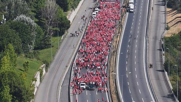 15 Temmuz Demokrasi ve Şehitleri Anma Yürüyüşü havadan görüntülendi