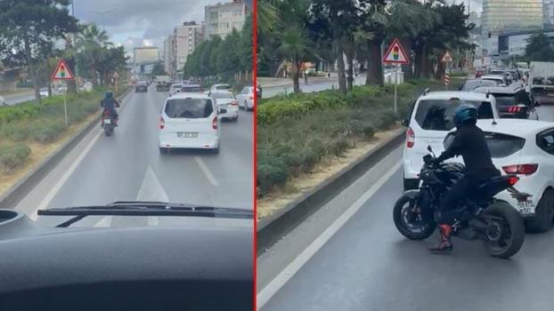 Motosiklet sürücüsü, vakaya giden itfaiye aracına yolu açtı