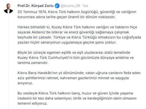 AK Parti'li Zorlu'dan Kıbrıs Barış Harekatı mesajı
