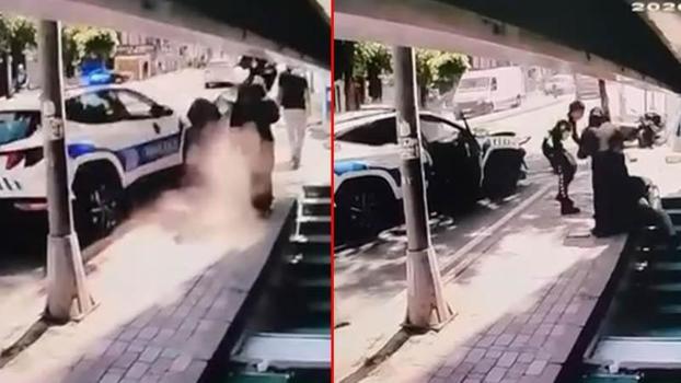 Fatih'te polis aracının motosiklete çarptığı kaza kamerada: 2'si polis 3 yaralı